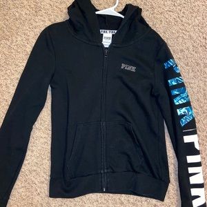 PINK zip up black jacket